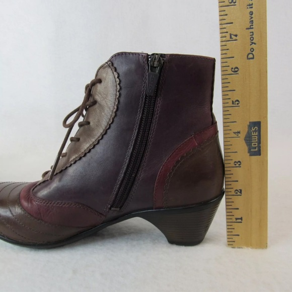 Dansko Felix Leather Ankle Boot Red Brown Purple Leather Lace Up SZ 36 - Picture 4 of 16
